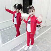 Girls Spring and Autumn Fashion 2022 New suit ten-year-old Chinese Super Ocean Gas Childrens clothing Three sets of fashion boomers