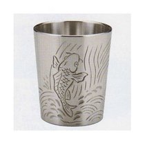 Japan Osaka Tin Instrumental Tinted Carp Clouds Dragon Wine Cup Spirits Glass Cold Drinks glass Wooden Box Gift