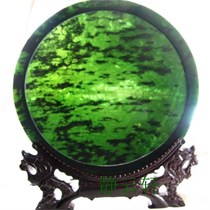 Gansu specialty Qilian jade ornaments home decoration round plate with wooden shelf