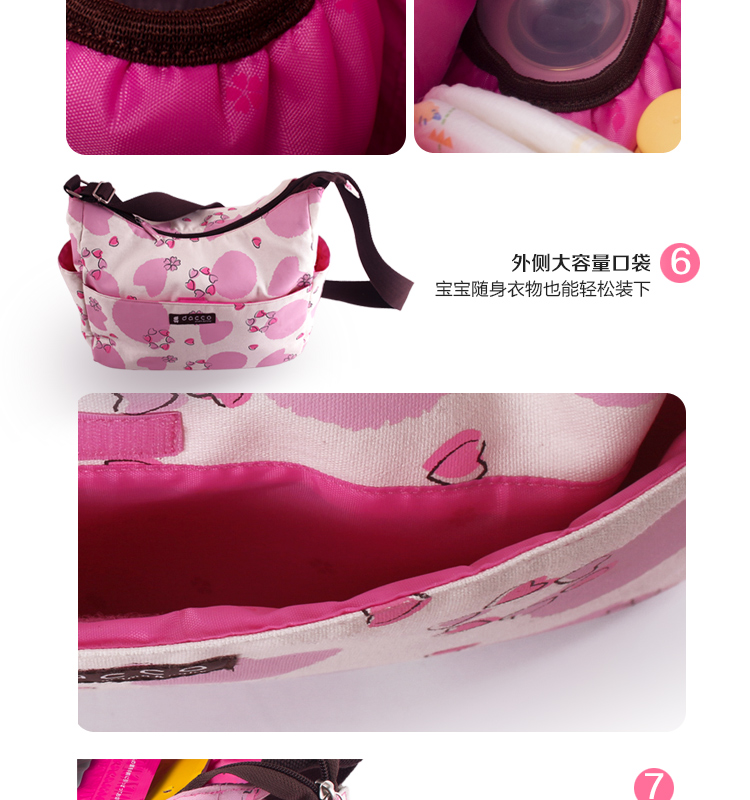 Túi xách Sanyo Mummy công suất lớn đa chức năng đeo chéo túi đeo chéo thời trang cho mẹ (hoa anh đào màu hồng) - Túi / túi Baby túi mẹ và bé siêu rẻ