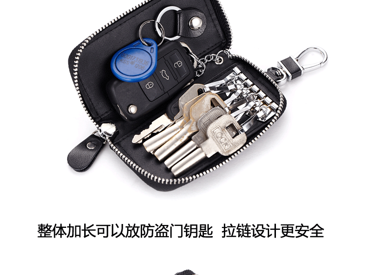Túi da nam khóa kéo bằng da nam đa chức năng ví móc khóa silicon