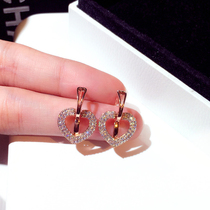 Rose gold earrings 2021 New Tide love earrings temperament senior earrings female Sterling Silver Peach heart shape Korea