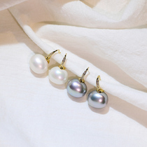 Earrings women 2021 New Tide simple ear button type Pearl Dong Qing with earrings do not fade round face earrings