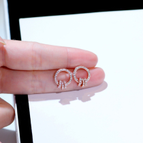 Sterling silver earrings summer multi-layer circle Net red earrings 2021 New Tide fashion earrings short face earrings