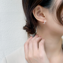 Earrings female sterling silver 2021 New Tide bow earrings rose gold temperament earrings personality design sense Korea