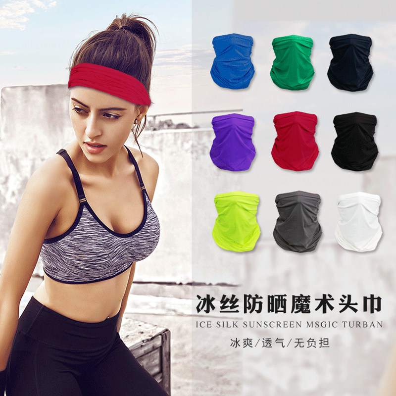 Sports Variety Men's and women's summer outdoor riding scarf headgear custom printing logo ice silk magic headband