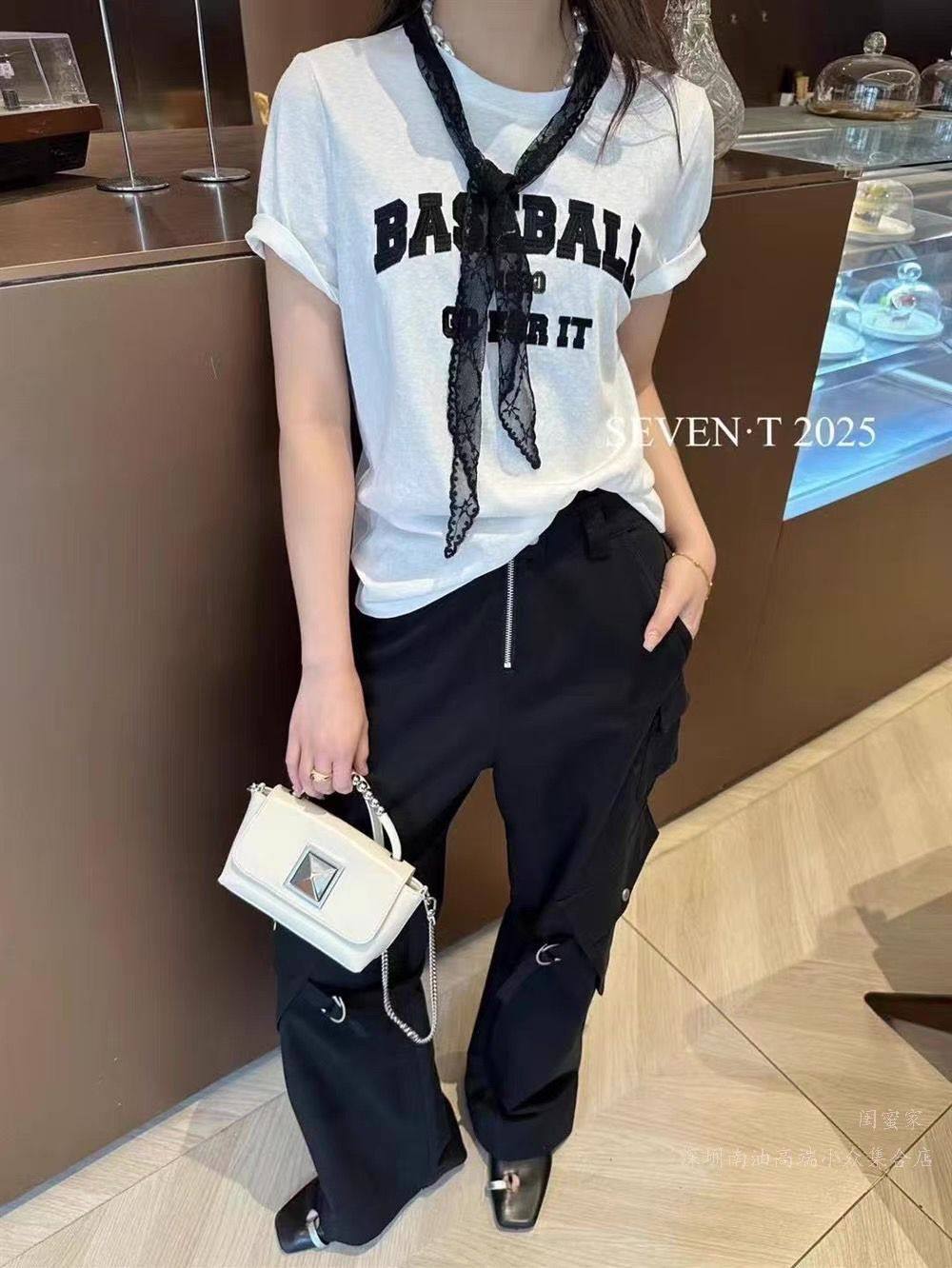 深圳南油高端女装欧洲站2025春季新款女装欧货时尚字母印花短袖T详情12