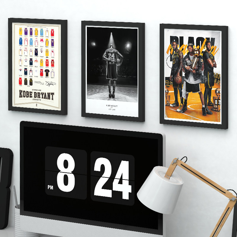 Kobe commemorative photo frame kobe poster decorative frame A3 solid wood basketball fans send classmates and friends birthday gifts