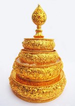 Fine Nepalese gold-plated mandala plate (small size) with four plus lines for mandala supplies