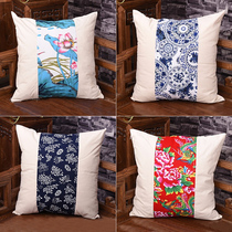 New Chinese cotton and linen solid wood sofa cushion cover does not contain core Chinese style seat office waist modern pillow