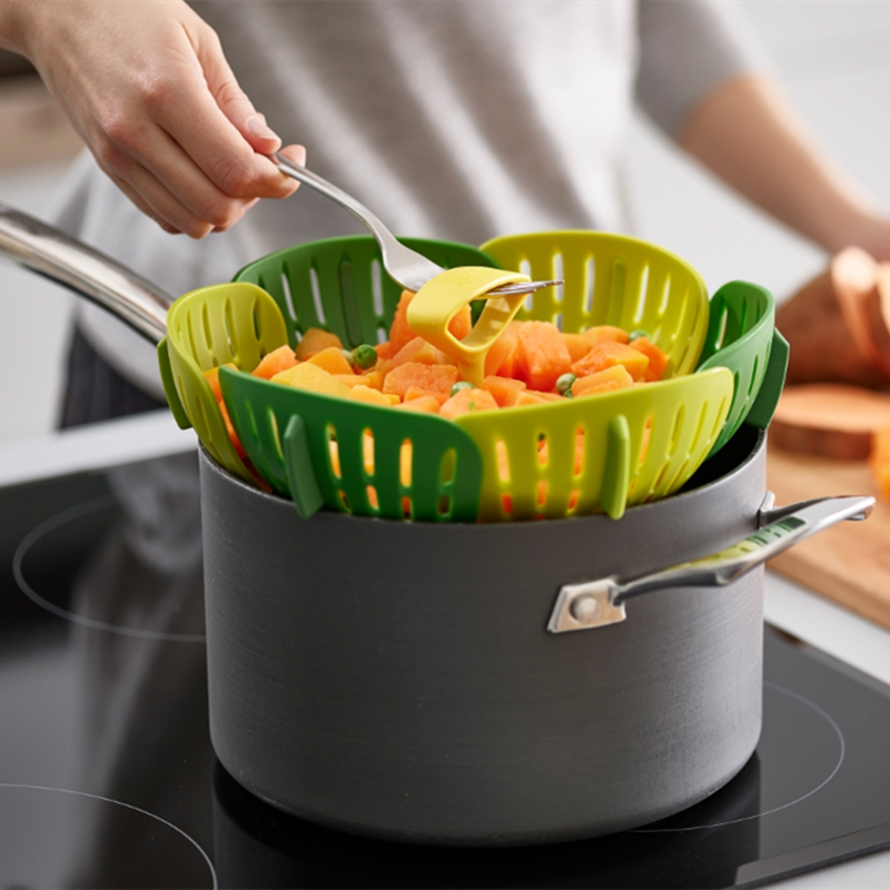 British Joseph Creative Lotus Folding Steam Cage Drawer Plastic Steam Basket Coop Kitchen Shelve Steam Pan Steam