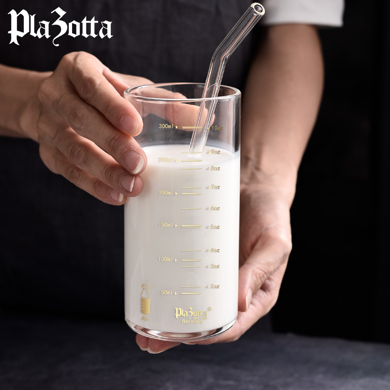 German Plazotta Milk Cup Breakfast Cup With Scale Microwave Oven Heating Explosion Proof High Borosilicate Glass Cup-Taobao