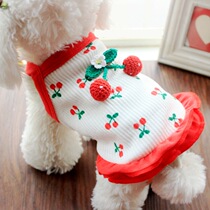 Pet Cherry Skirt Minidog Teddy Bib Bear Beaume Spring Summer Thin style Harness Vest Skirt Cat Dog Clothes