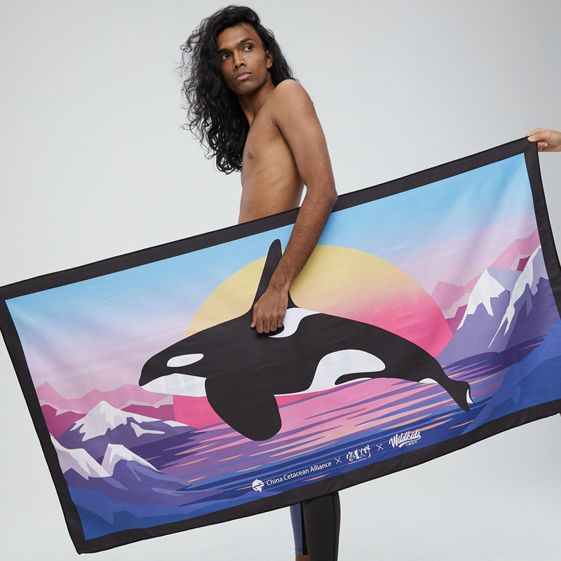 Wildkids Sanliang Molecular Water-Reactive Magic Diving Quick-Dry Towel Outdoor Sports Bath Towel Whale Alliance Orca