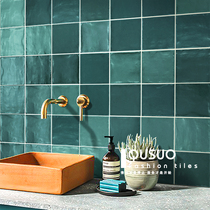 Fun all-ceramic small square brick ins Nordic restaurant kitchen wall tile bathroom toilet toilet tile