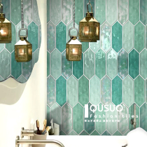 Fun House Spanish magic arrow tile Nordic green toilet bathroom toilet wall tile kitchen restaurant