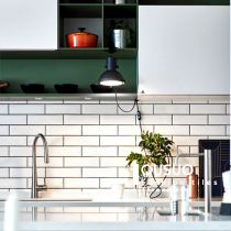 Fun House ins Nordic kitchen long bar small white brick Net red bathroom bathroom bathroom tile wall tile