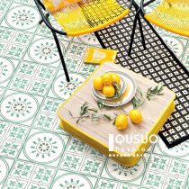 Fun Nordic green small flower brick restaurant balcony wall tile Moroccan kitchen toilet tile