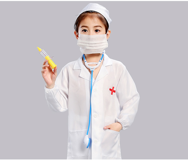 Trẻ em y tá nhỏ quần áo bác sĩ nghề nghiệp chơi mẫu giáo trang phục biểu diễn trang phục Halloween áo trắng trang phục biểu diễn zumba