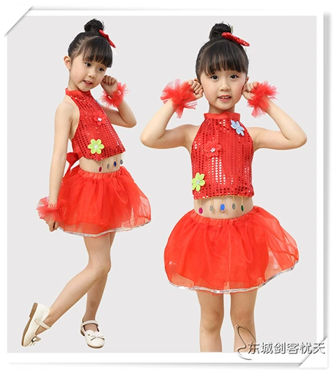Trang phục biểu diễn cho ngày đầu năm của trẻ em gái Quần áo khiêu vũ Quần áo trẻ em Váy xòe quần áo mới