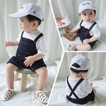 Internet Red Infant Spring Summer Clothes Out Huddler Newborn Cute Crawling Suit Superocean Gas Male Baby Conjoined Khaclothes