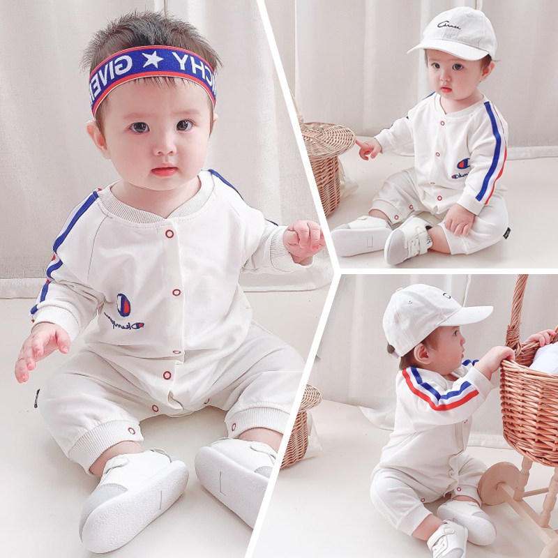 Net red baby spring and autumn clothes going out crawling clothes newborn trendy brand cute hugging western style baby one-piece romper