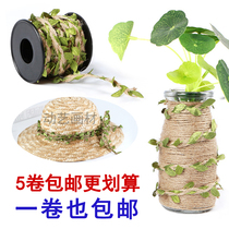 DIY Green Vines Leaves Green Leaf Forest Ensemble Decoration Ropes Hemp Rope Handwoven Material Photo Wall Trim