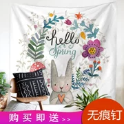 Cartoon Bunny Treo INS Phòng ngủ Trang trí Vải Tấm thảm Trang trí tường Tấm thảm Tấm vải Khăn trải bàn