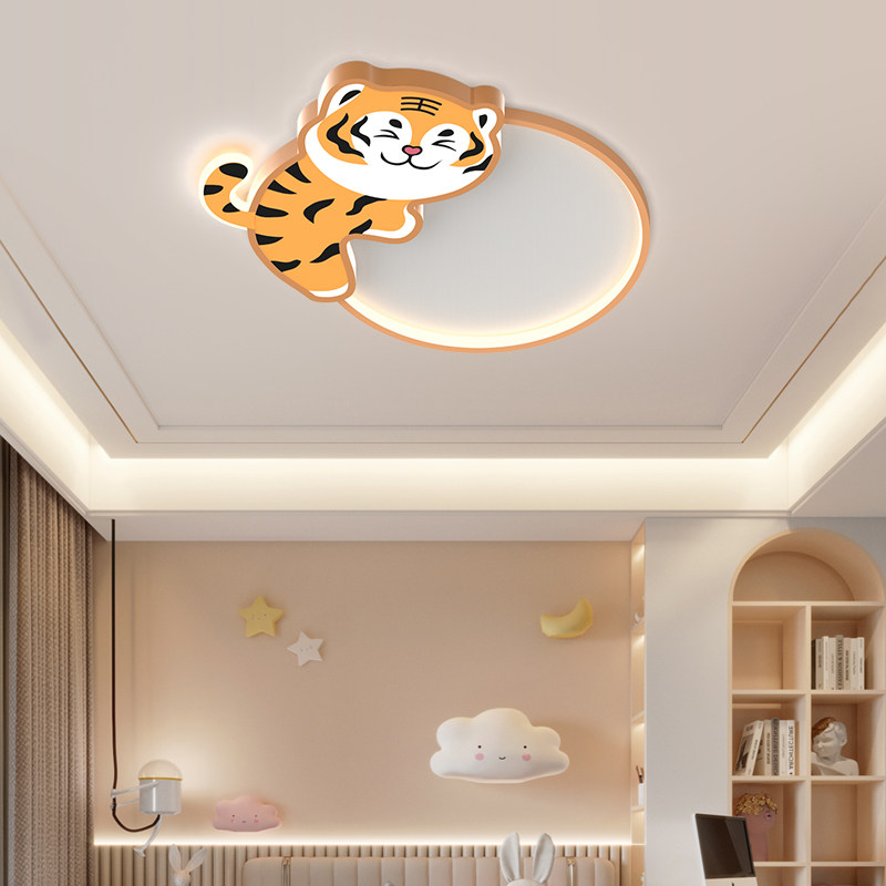 Children's room lamp boy creative bedroom ceiling lamp girl princess Nordic cartoon tiger boys and girls led lamp