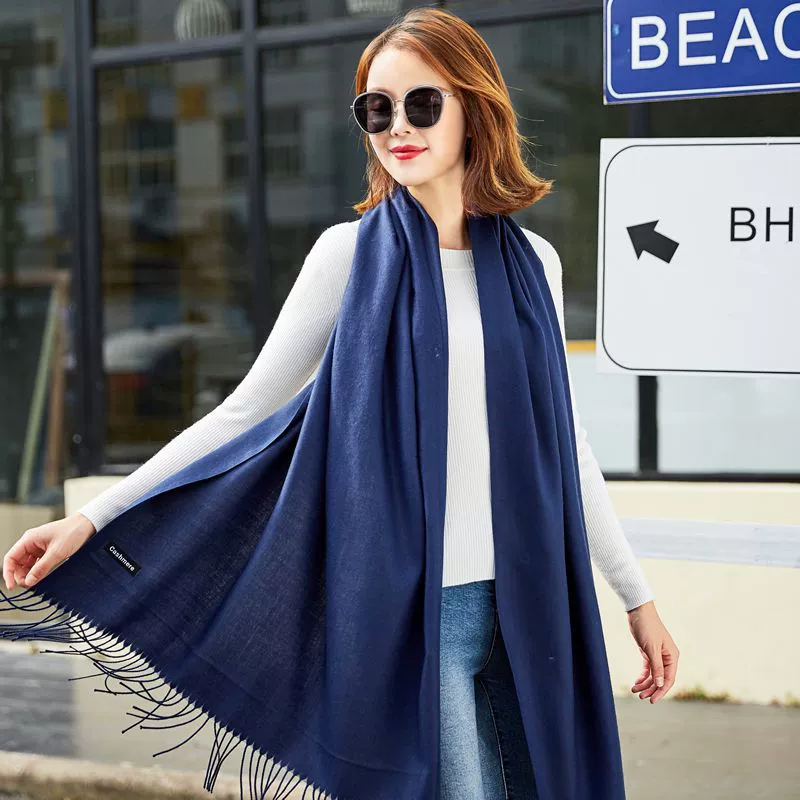 Khăn quàng cổ nữ mùa thu và mùa đông Hàn Quốc màu rắn giả cashmere văn học hoang dã dài mùa xuân và mùa thu phòng máy lạnh ấm áp khăn choàng dày