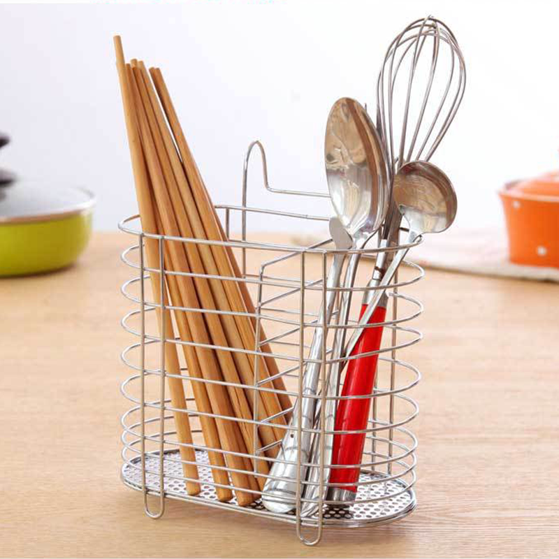 Chopsticks tube stainless steel kitchen table drain rack Chopsticks cage iron anti-fall dining room hanging non-perforated storage rack