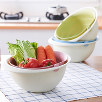 Kitchen fruit basket washing basket drain basket double thick basket vegetable fashion drip built-in separation swing Rice