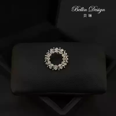 Japanese and Korean high-grade crystal brooch accessories simple Joker anti-light buckle collar pin round geometric pattern corsage 3389