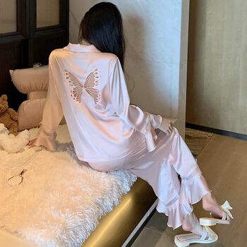 Doeo silk pajamas ແມ່ຍິງພາກຮຽນ spring ແລະດູໃບໄມ້ລົ່ນ trousers ແຂນຍາວບາງສ່ວນ 2026 ໃຫມ່ mulberry silk home wear set