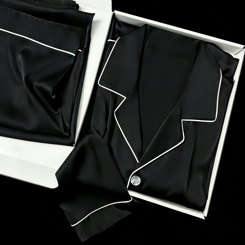 2026 New Silk Pajamas for Men, Spring and Autumn Long-Sleeved Long Pants, High-End Mulberry Silk, Comfortable Summer Loungewear Set