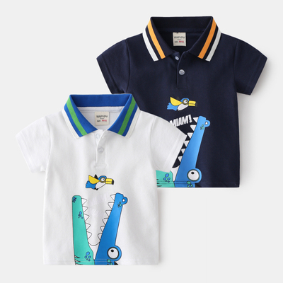 taobao agent Summer children's polo for boys, short sleeve T-shirt, cotton top, Korean style, 2022, with short sleeve