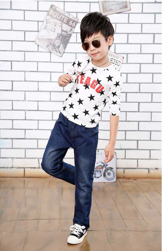 Quần jean trẻ em cộng với cậu bé nhung mười tuổi Quần bé trai 10 rời 15 tuổi học sinh thẳng dày thoi trang tre em