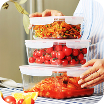 3L large sealed box heat-resistant glass rectangular crisper microwave special refrigerator storage box pickle box