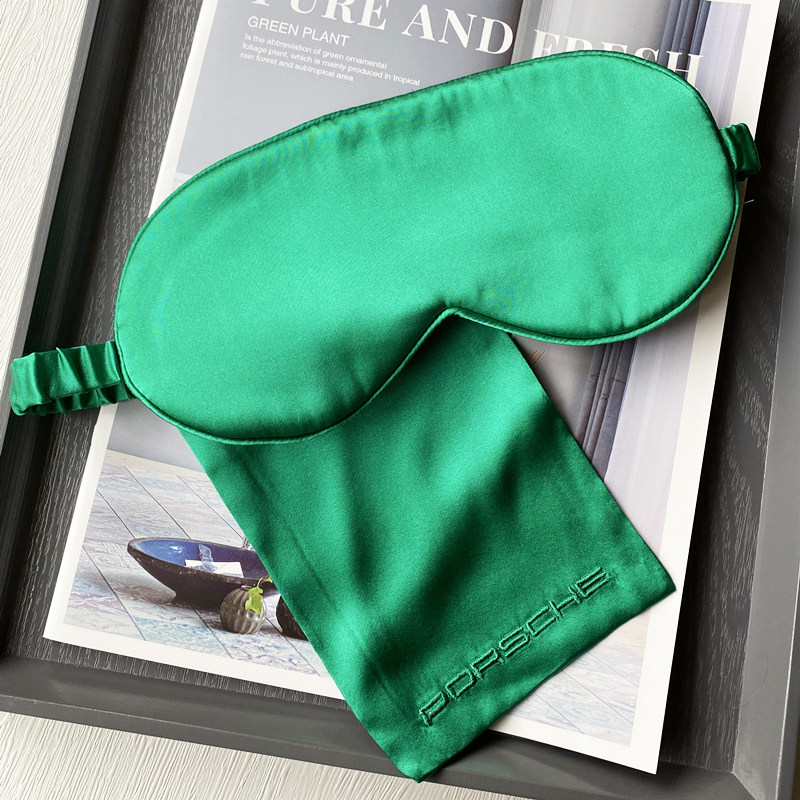 Silk eye mask nap shading breathable eye protection men and women comfortable sleep sleep eye mask storage set green