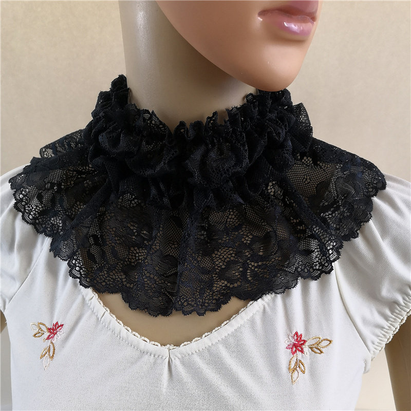 Korean version of all-match female spring and autumn winter black fake collar warm lace pullover fake high collar bib pullover neck protector