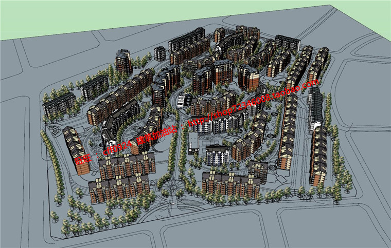 NO01143小区规划方案设计居住区建筑cad图纸总图su草图-2