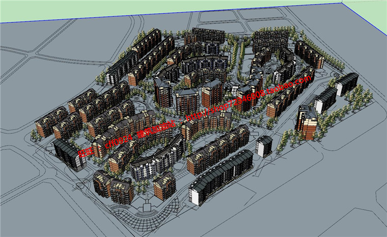 NO01143小区规划方案设计居住区建筑cad图纸总图su草图-1