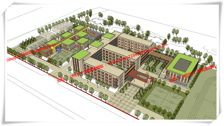 JZ257世茂昆山公建学校/中小学/小学cad平立总图+su模型-4