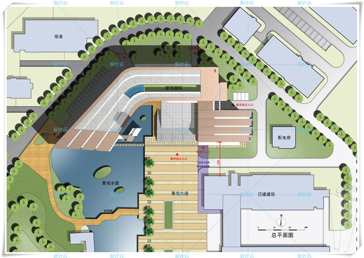 TU0016310套大学图书馆建筑cad及文本、su精选模型加效果图-3