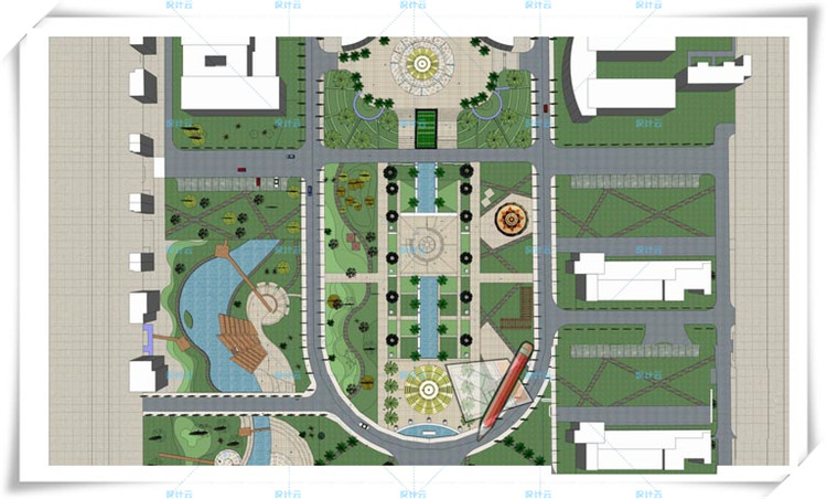 TU00979 SU模型+CAD市民广场城市公园校园小广场游园集散-3