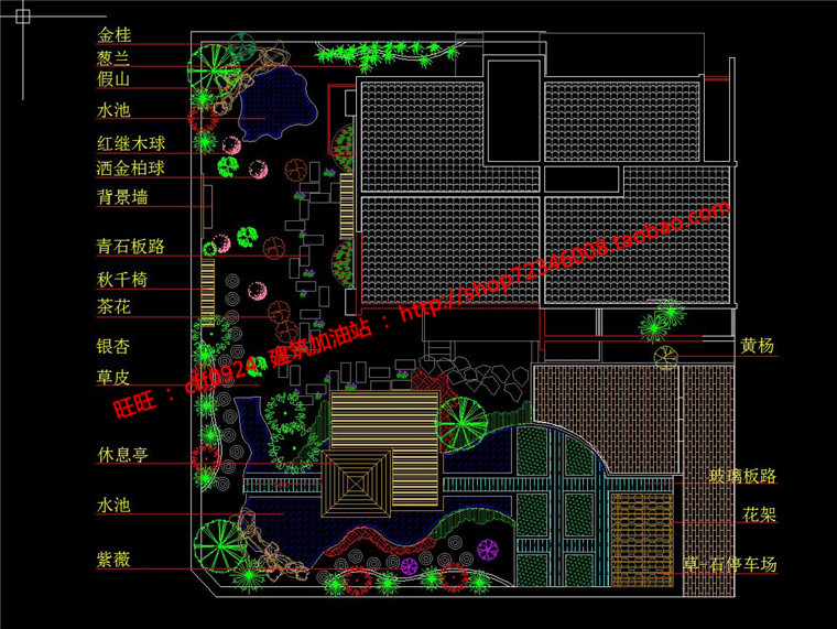 NO01846中式别墅庭院景观住宅园林cad总图平立剖户型su模型-13