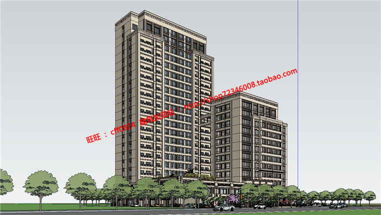 NO01241商住楼建筑方案设计cad总图平面su模型-5
