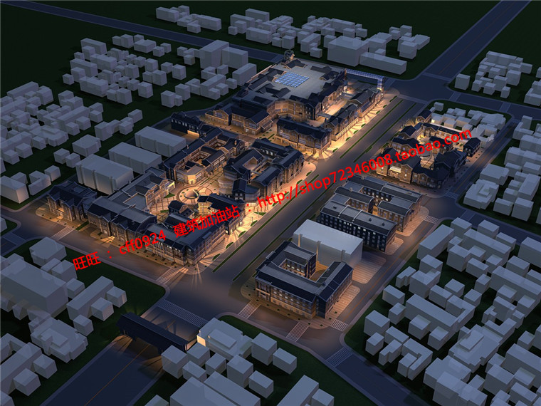 NO00117商业街商业建筑方案设计购物中心su模型skp效果图cad...-2