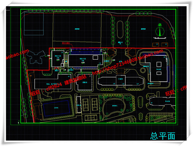 JZ258上海大学学校cad平立面总图+su模型+效果图-20