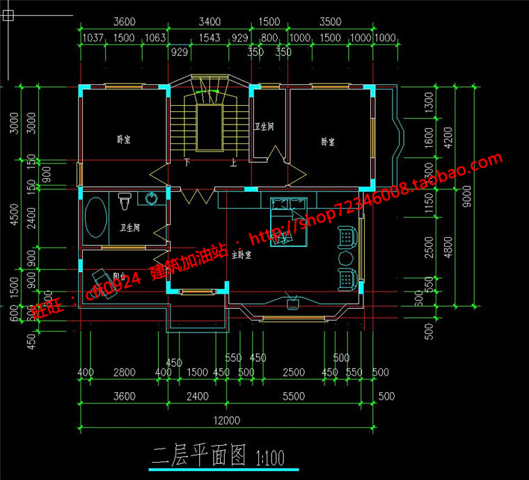 NO01934三层小洋房别墅农村住宅建筑设计cad图纸施工图效果-2